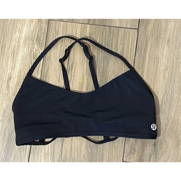 Lululemon Black Strappy Sports Bra Size 6 Athletic Activewear Gym - Picture 1 of 3